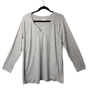 Wildfox Waffle Knit Top Gray Size XL Raw Hem Athleisure  Casual Weekend Style